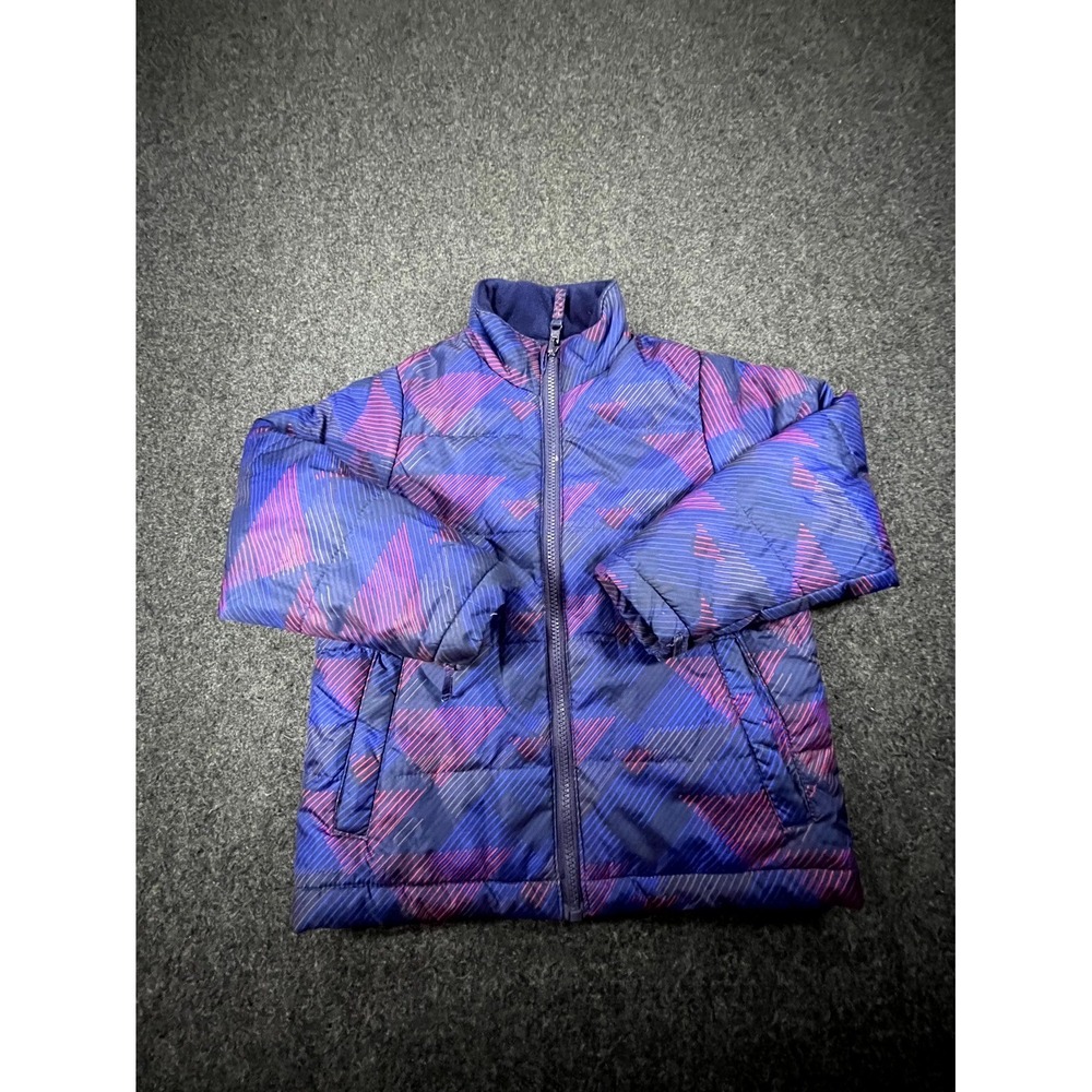 Swiss Tech Puffer Jacket Kids XS Blue Purple Insulated Long Sleeve Full Zipper